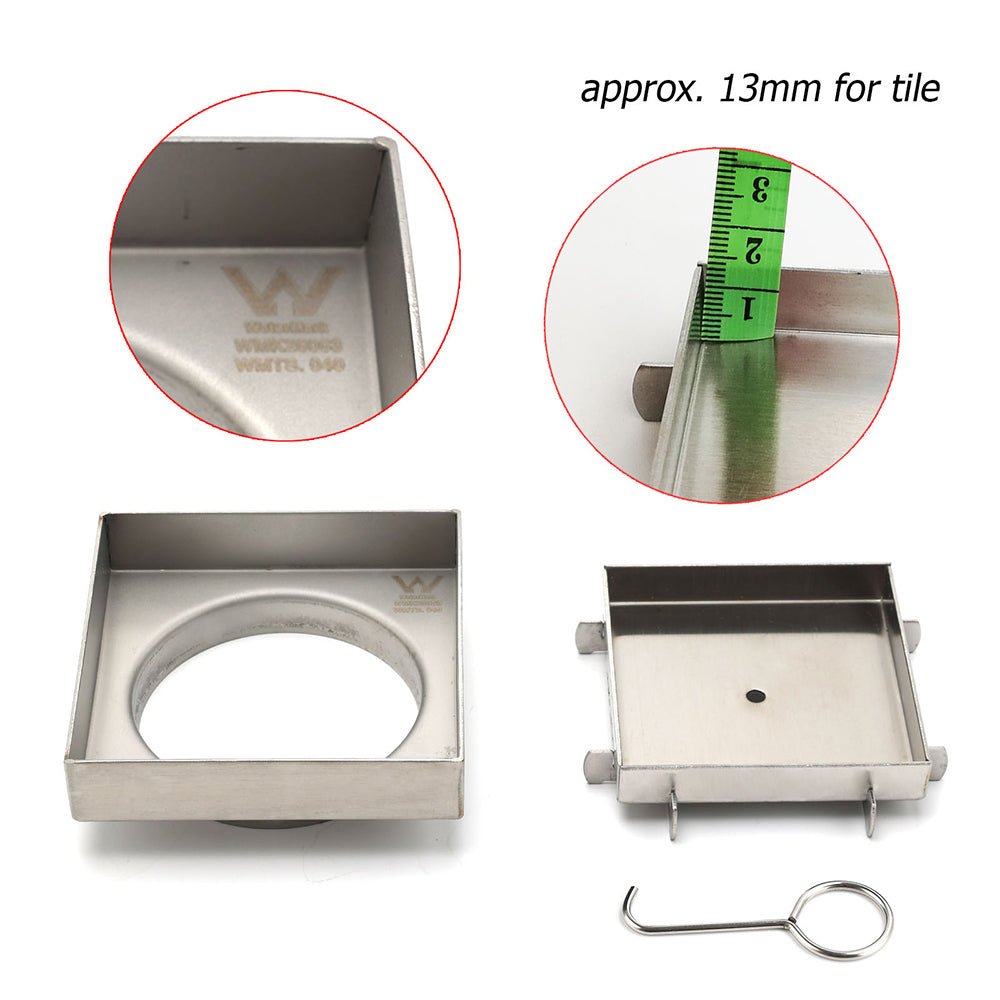 WaterMark Brushed 100mm Square Tile Insert Shower Grate Floor Drain 80mm Waste - Furniture > Bathroom > Shower Heads & Screens - Rivercity House & Home Co. (ABN 18 642 972 209) - Affordable Modern Furniture Australia
