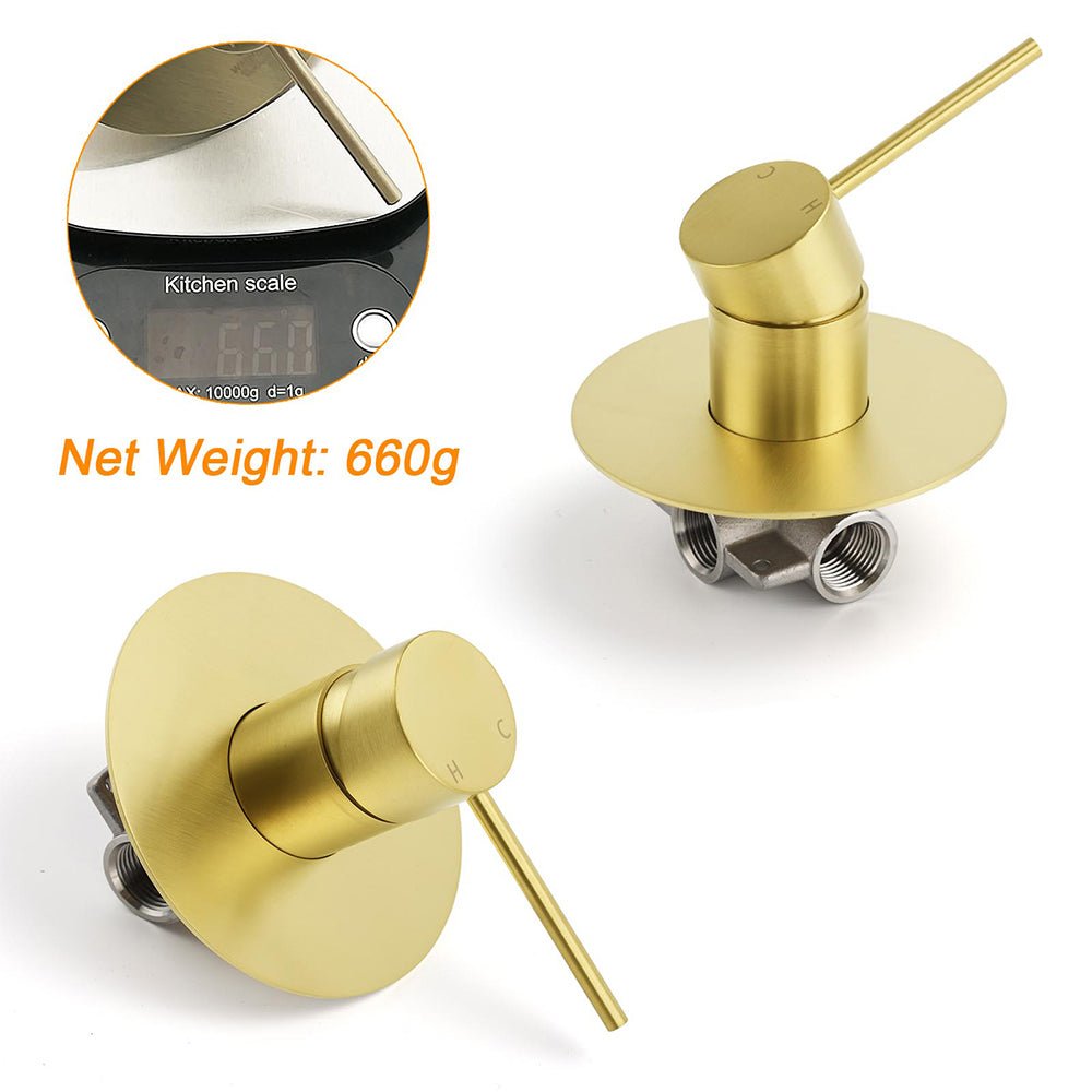 Watermark Brushed Gold Round Bathroom Shower Hot Cold Mixer Ceramic Cartridge OZ - Furniture > Bathroom > Shower Heads & Screens - Rivercity House & Home Co. (ABN 18 642 972 209) - Affordable Modern Furniture Australia