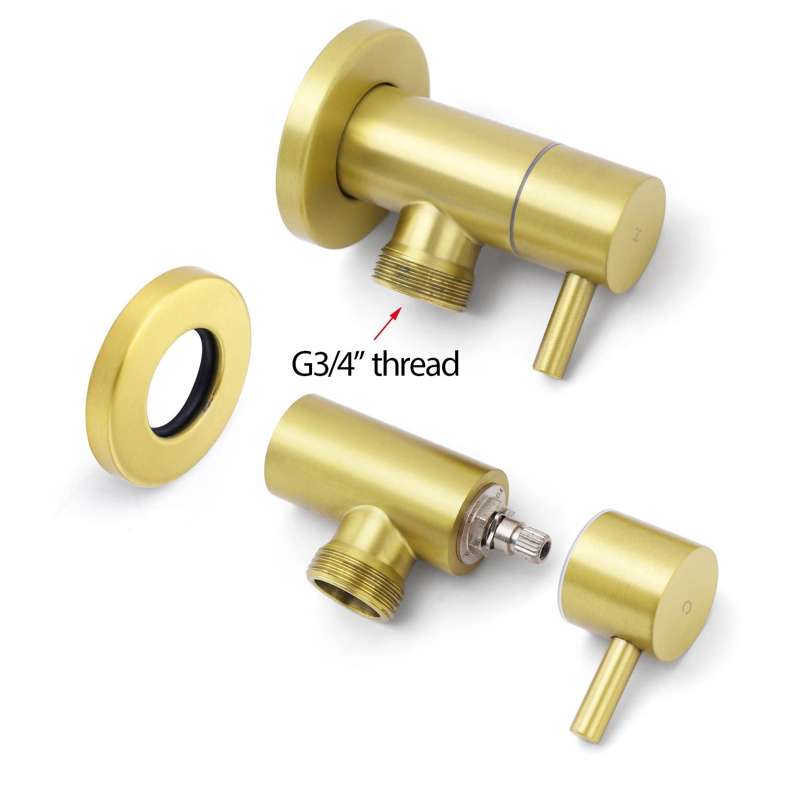Watermark Brushed Gold Round Washing Machine 1/4 Turn Hot Cold Twin Taps Set - Furniture > Bathroom > Shower Heads & Screens - Rivercity House & Home Co. (ABN 18 642 972 209) - Affordable Modern Furniture Australia