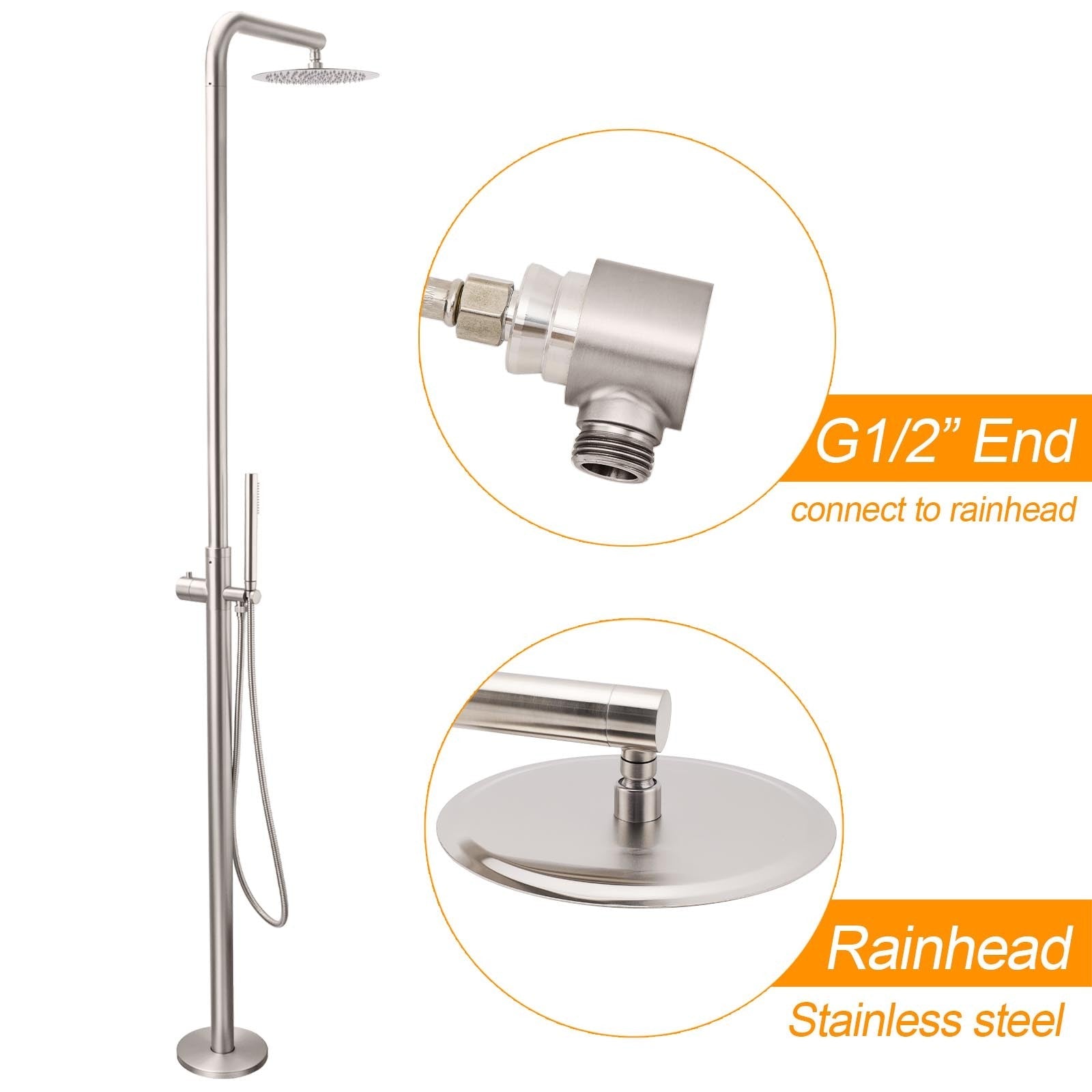 Watermark Brushed Nickel Dual Shower Handset Combo Outdoor Round 10" Head 316SUS - Furniture > Bathroom > Shower Heads & Screens - Rivercity House & Home Co. (ABN 18 642 972 209) - Affordable Modern Furniture Australia