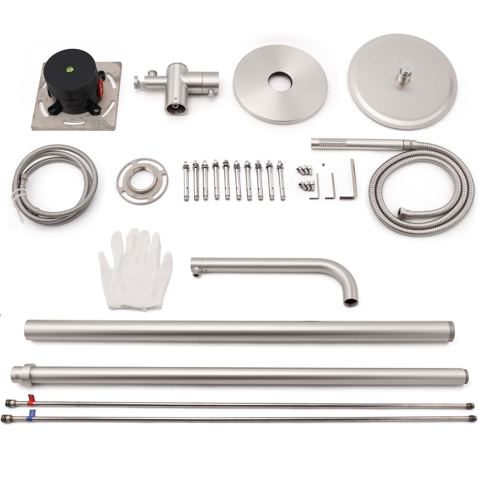 Watermark Brushed Nickel Dual Shower Handset Combo Outdoor Round 10" Head 316SUS - Furniture > Bathroom > Shower Heads & Screens - Rivercity House & Home Co. (ABN 18 642 972 209) - Affordable Modern Furniture Australia