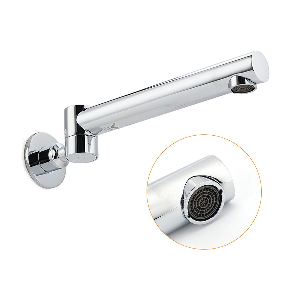 Watermark Chrome Round Basin Wall Mount Faucet Outlet 180° Swivel Brass Bath Tub Spout - Furniture > Bathroom > Shower Heads & Screens - Rivercity House & Home Co. (ABN 18 642 972 209) - Affordable Modern Furniture Australia