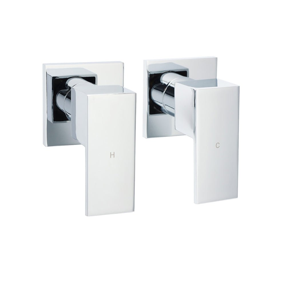 Watermark Chrome Square 1/4 Turn Wall Twin Taps Brass For Shower Head Vanity Basin Spout - Furniture > Bathroom > Shower Heads & Screens - Rivercity House & Home Co. (ABN 18 642 972 209) - Affordable Modern Furniture Australia