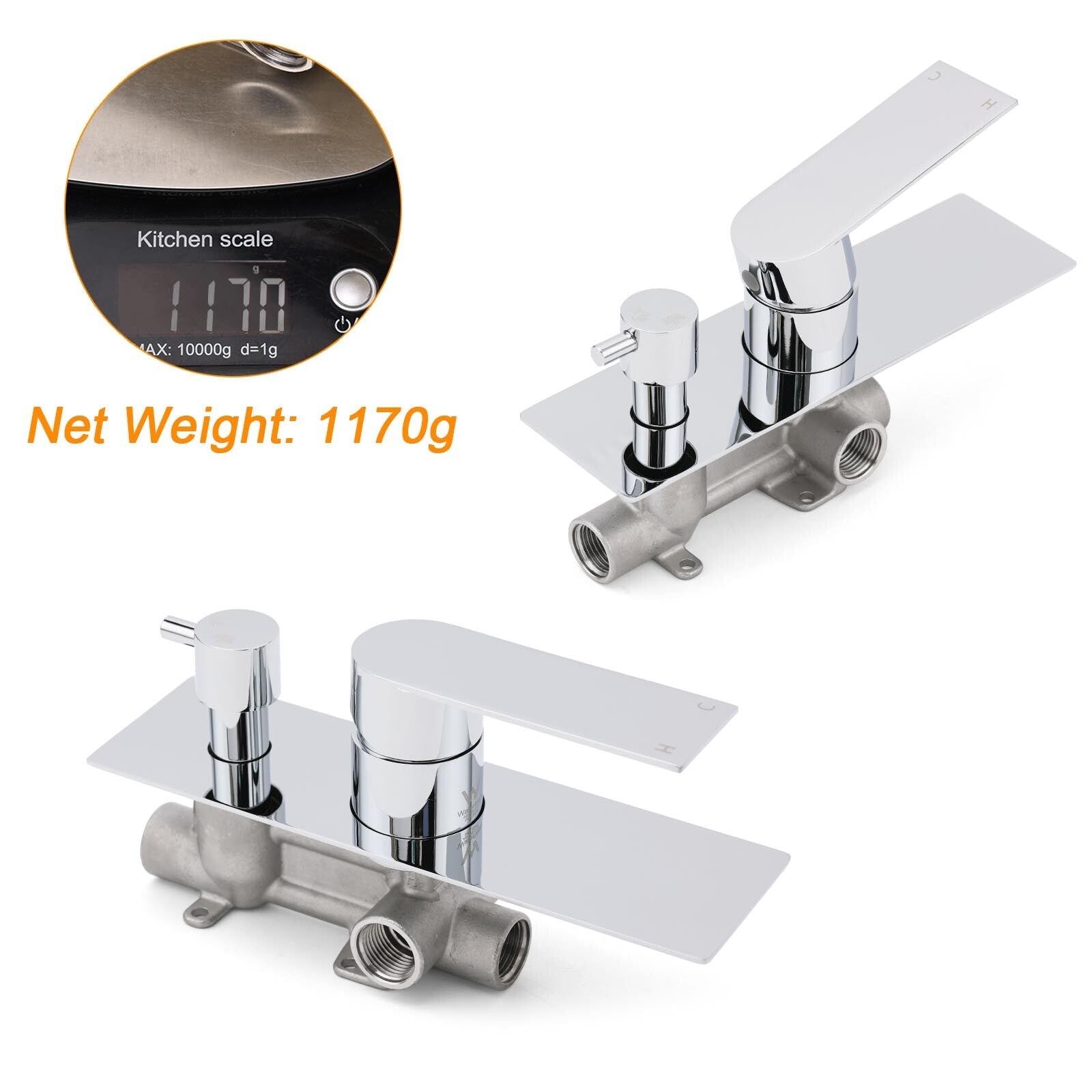 Watermark Chrome Square Shower Mixer Diverter Tap Valve For Shower Combo Spout - Furniture > Bathroom > Shower Heads & Screens - Rivercity House & Home Co. (ABN 18 642 972 209) - Affordable Modern Furniture Australia