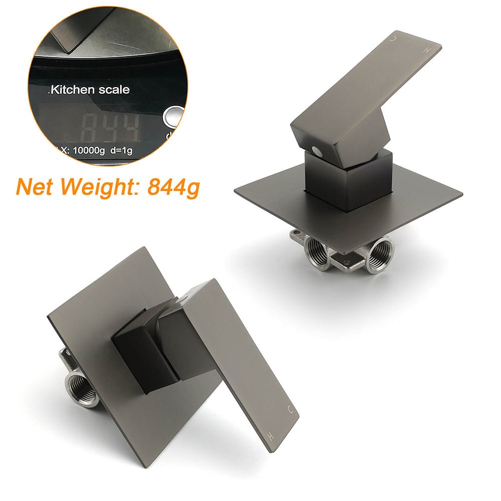 Watermark Gun Metal Square Bath Shower Mixer Hot Cold Tap Ceramic Cartridge Valve - Furniture > Bathroom > Shower Heads & Screens - Rivercity House & Home Co. (ABN 18 642 972 209) - Affordable Modern Furniture Australia