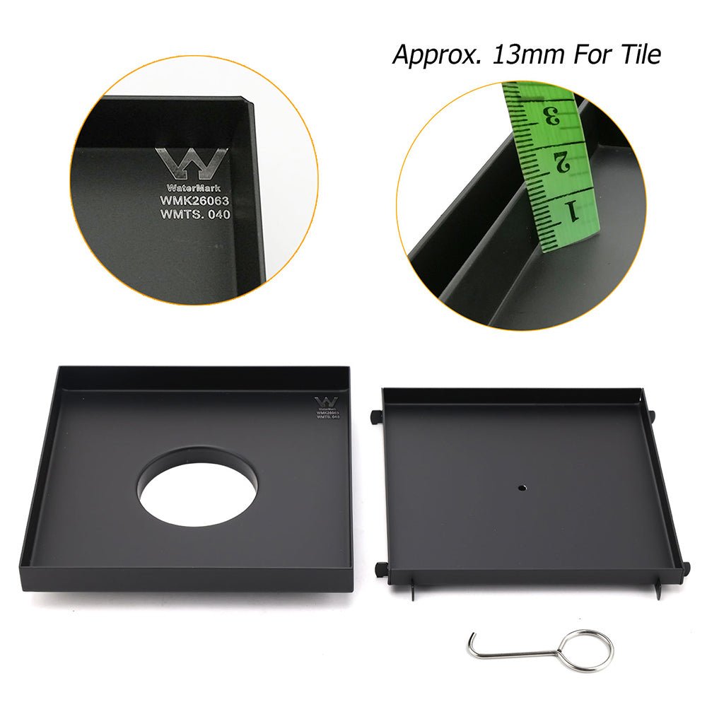 Watermark Matt Black Large 200mm Tile Insert Floor Drain Shower Grate 80mm Waste - Furniture > Bathroom > Shower Heads & Screens - Rivercity House & Home Co. (ABN 18 642 972 209) - Affordable Modern Furniture Australia