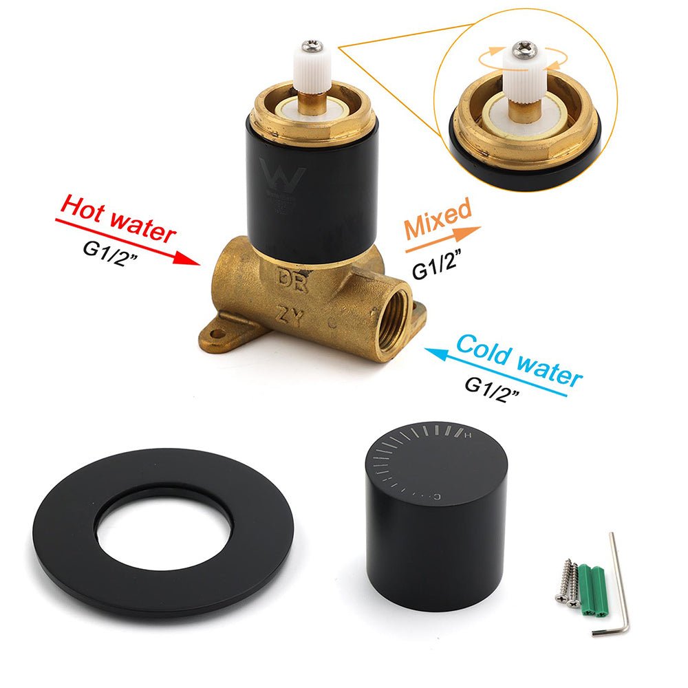 Watermark Matt Black Round Bath Shower Mixer Hot Cold Tap Valve Turn No Handle - Furniture > Bathroom > Shower Heads & Screens - Rivercity House & Home Co. (ABN 18 642 972 209) - Affordable Modern Furniture Australia