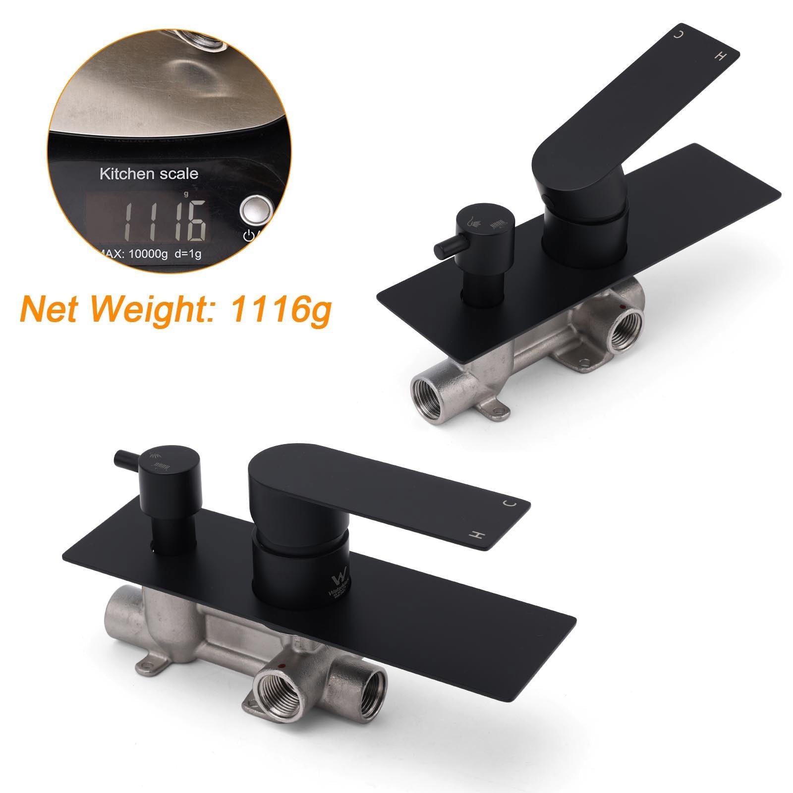 Watermark Matt Black Square Bathroom Shower Mixer 2 - Way Control Switch Diverter - Furniture > Bathroom > Shower Heads & Screens - Rivercity House & Home Co. (ABN 18 642 972 209) - Affordable Modern Furniture Australia