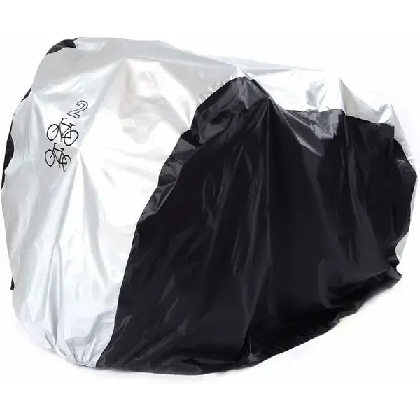 Waterproof 2-Bike Cover 210D Oxford with PU Coating and UV Protection for Mountain, Electric & City Bikes - Black and Silver - Sports & Fitness > Bikes & Accessories > Bicycle Bags - Rivercity House & Home Co. (ABN 18 642 972 209) - Affordable Modern Furniture Australia