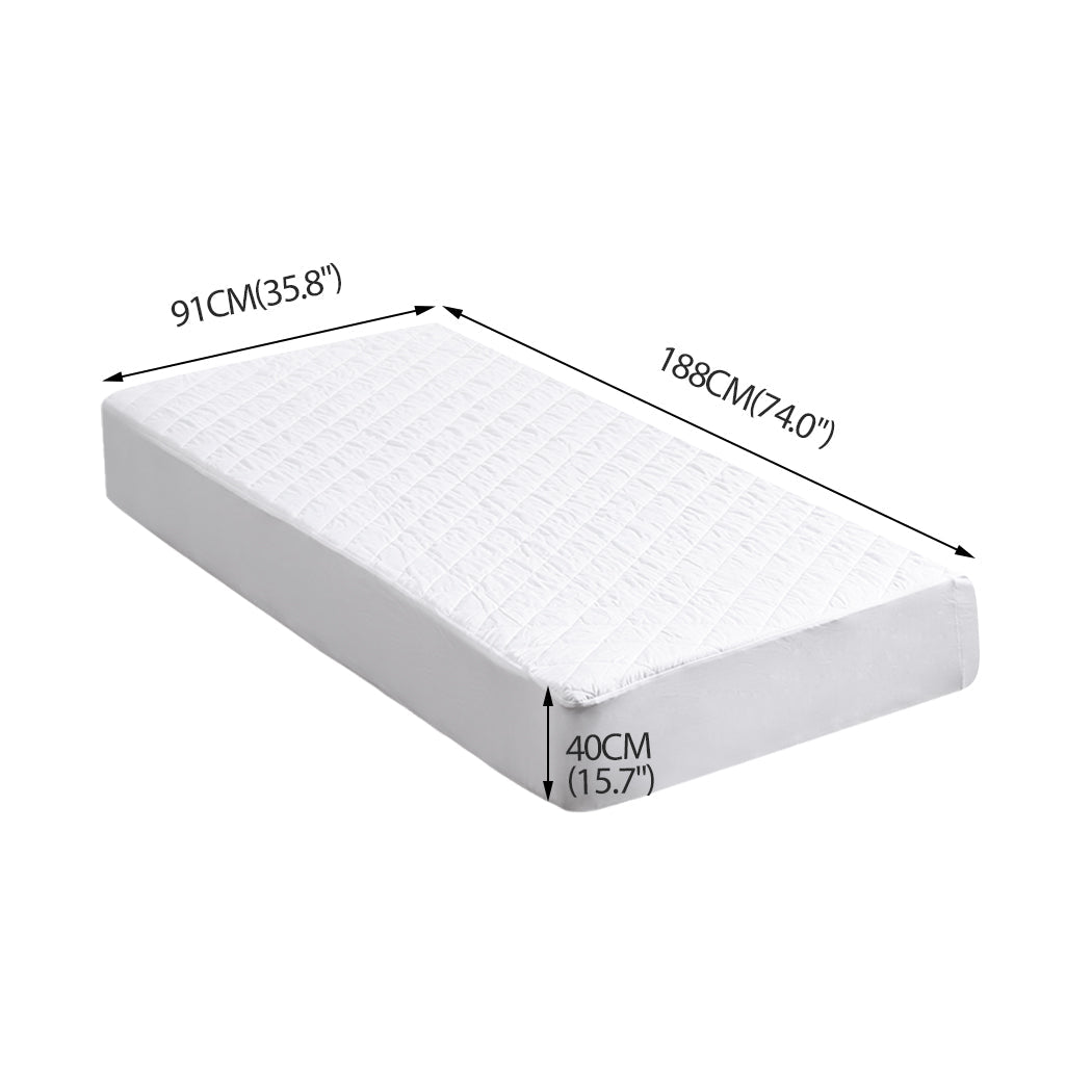 Waterproof Fully Fitted Microfiber Single Mattress Protector - White - Rivercity House & Home Co. (ABN 18 642 972 209) - Affordable Modern Furniture Australia
