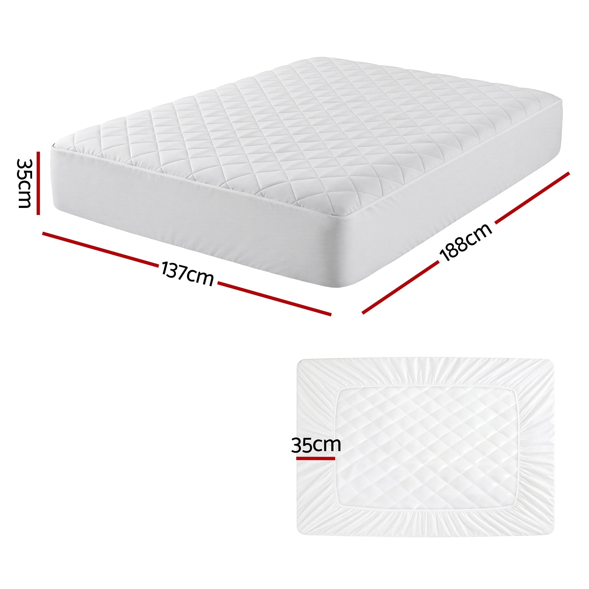 Waterproof Mattress Protector 100% Cotton Quilted Fitted Cover Double - Home & Garden > Bedding > Mattress Protectors - Rivercity House & Home Co. (ABN 18 642 972 209) - Affordable Modern Furniture Australia