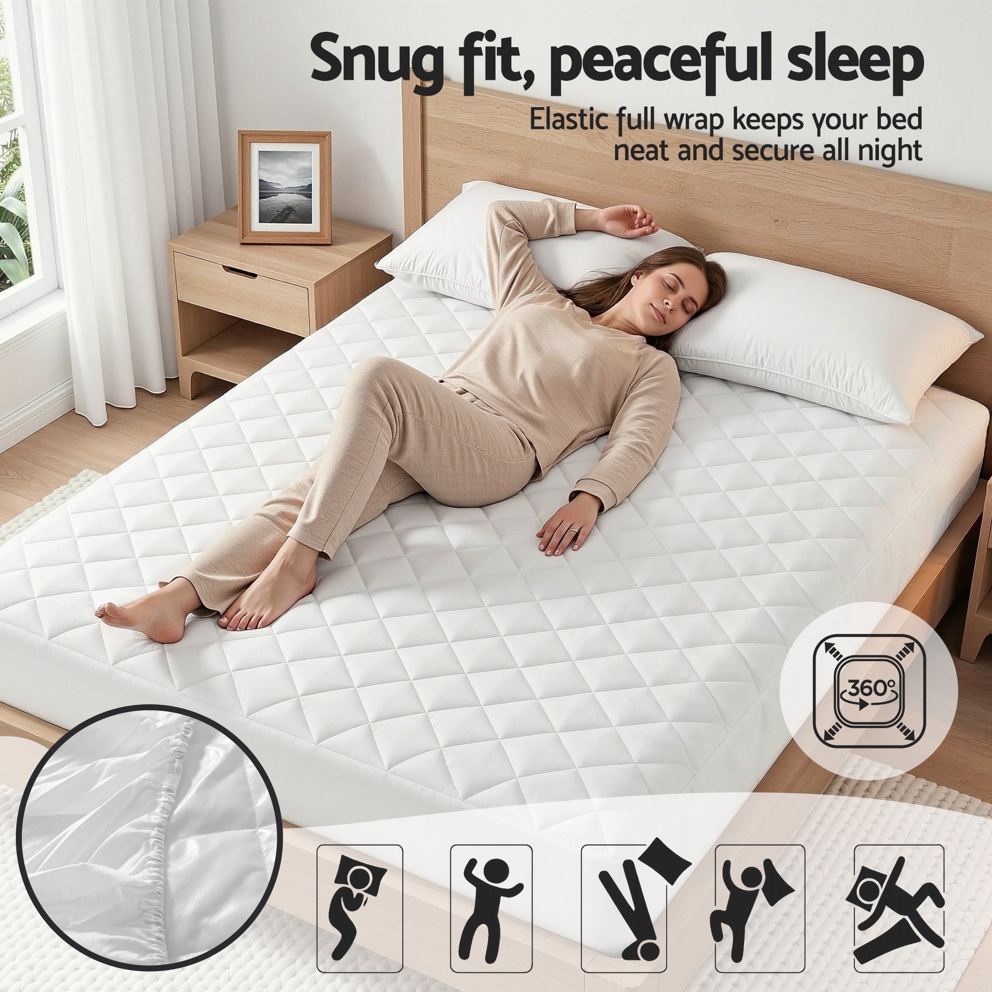 Waterproof Mattress Protector 100% Cotton Quilted Fitted Cover Double - Home & Garden > Bedding > Mattress Protectors - Rivercity House & Home Co. (ABN 18 642 972 209) - Affordable Modern Furniture Australia