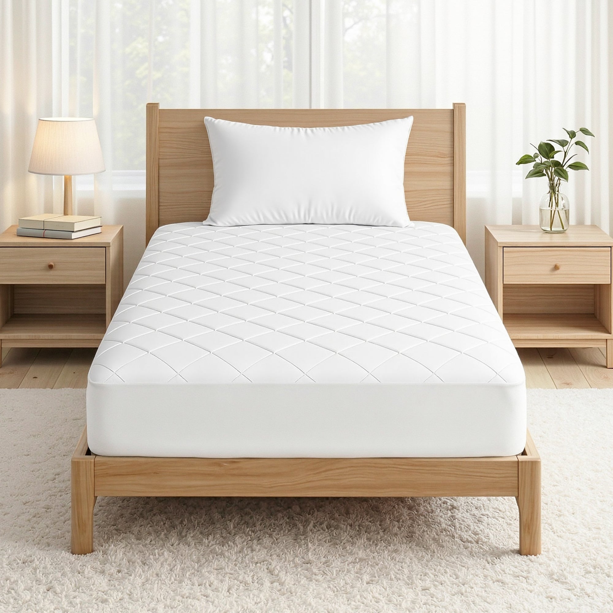 Waterproof Mattress Protector 100% Cotton Quilted Fitted Cover King Single - Home & Garden > Bedding > Mattress Protectors - Rivercity House & Home Co. (ABN 18 642 972 209) - Affordable Modern Furniture Australia