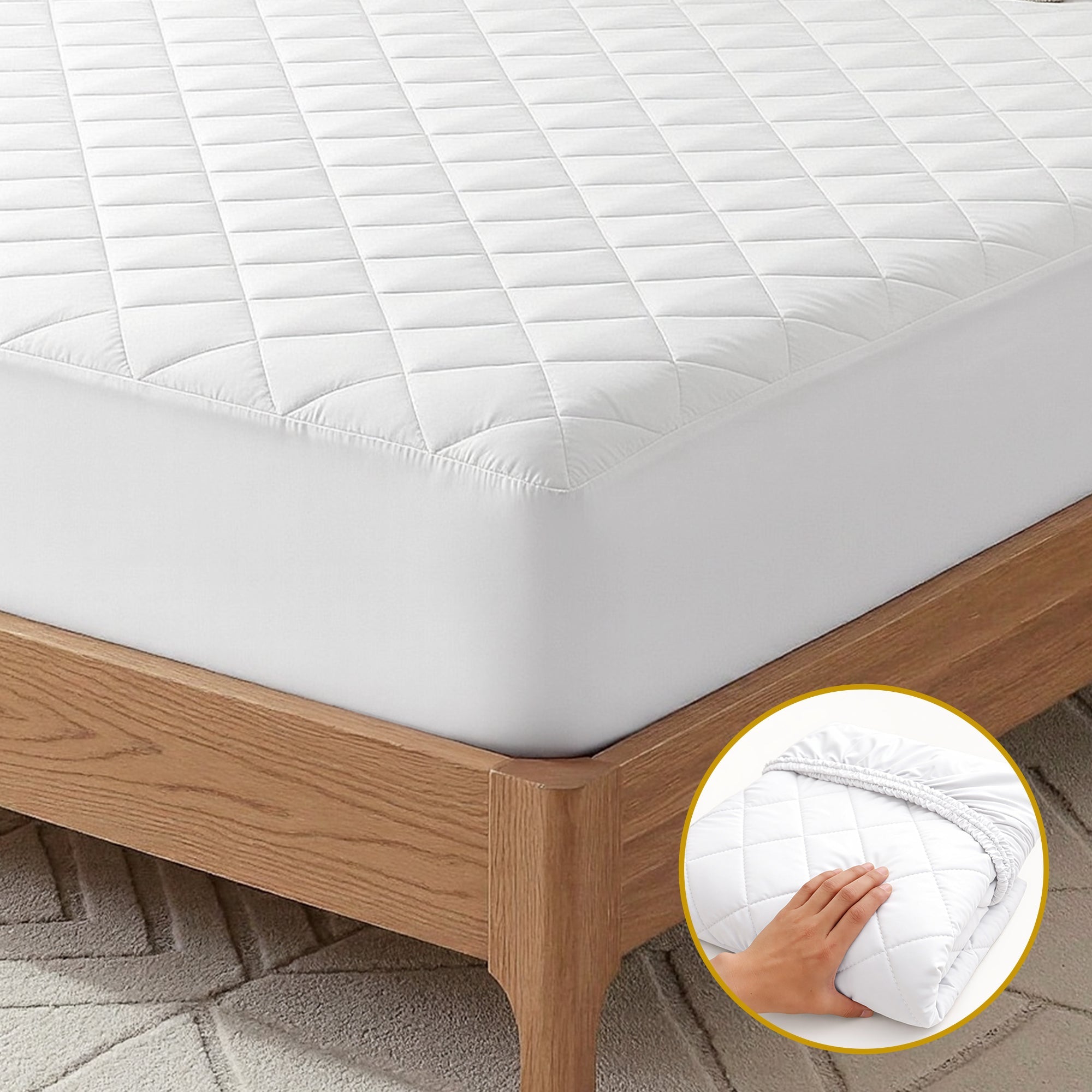 Waterproof Mattress Protector 100% Cotton Quilted Fitted Cover King Single - Home & Garden > Bedding > Mattress Protectors - Rivercity House & Home Co. (ABN 18 642 972 209) - Affordable Modern Furniture Australia