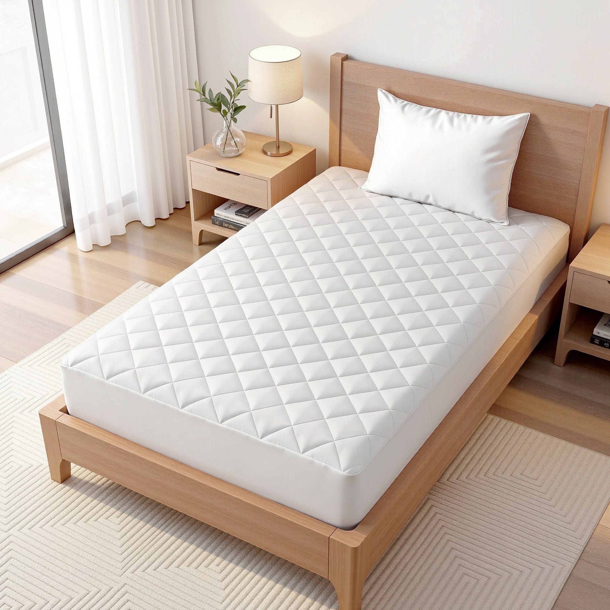 Waterproof Mattress Protector 100% Cotton Quilted Fitted Cover King Single - Home & Garden > Bedding > Mattress Protectors - Rivercity House & Home Co. (ABN 18 642 972 209) - Affordable Modern Furniture Australia