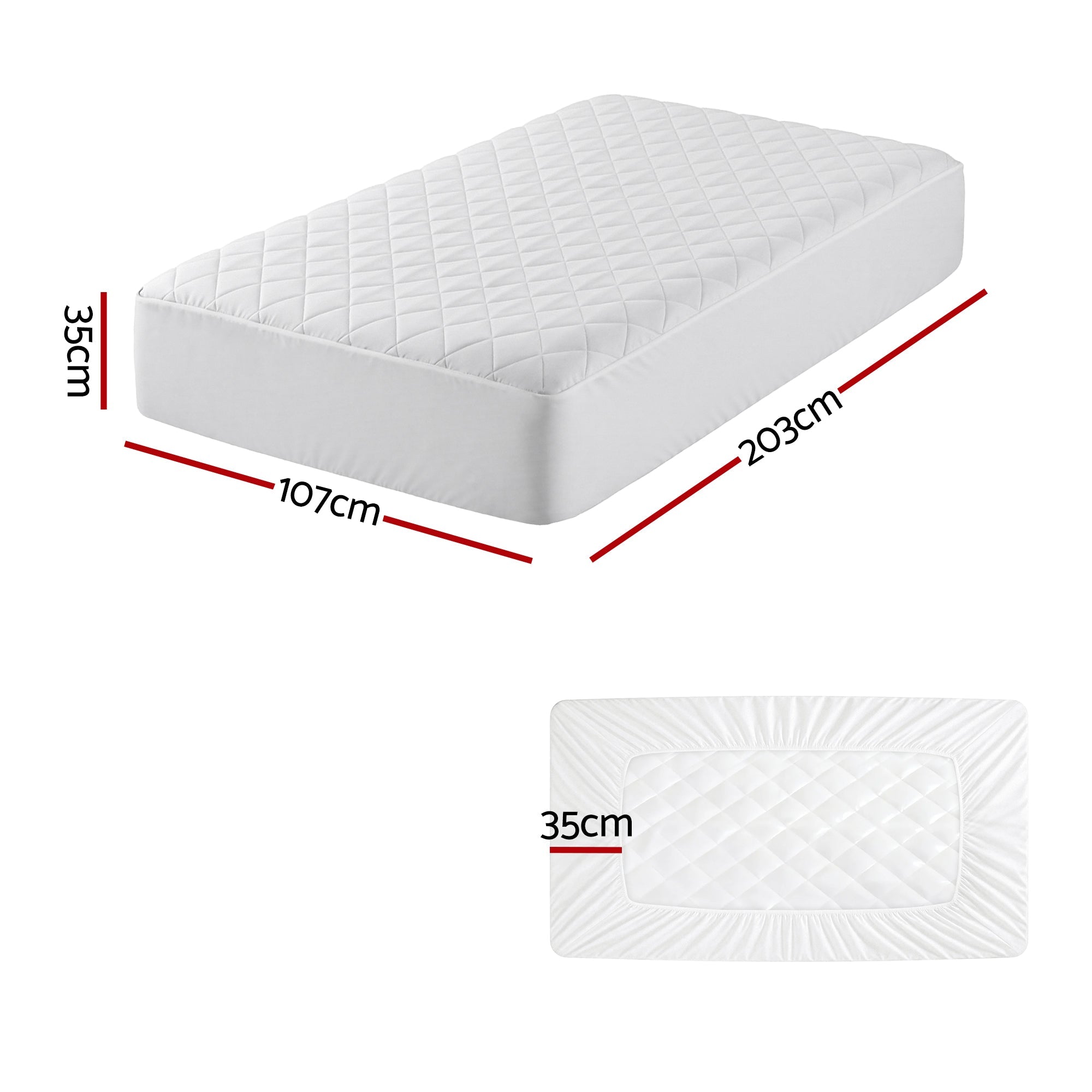 Waterproof Mattress Protector 100% Cotton Quilted Fitted Cover King Single - Home & Garden > Bedding > Mattress Protectors - Rivercity House & Home Co. (ABN 18 642 972 209) - Affordable Modern Furniture Australia
