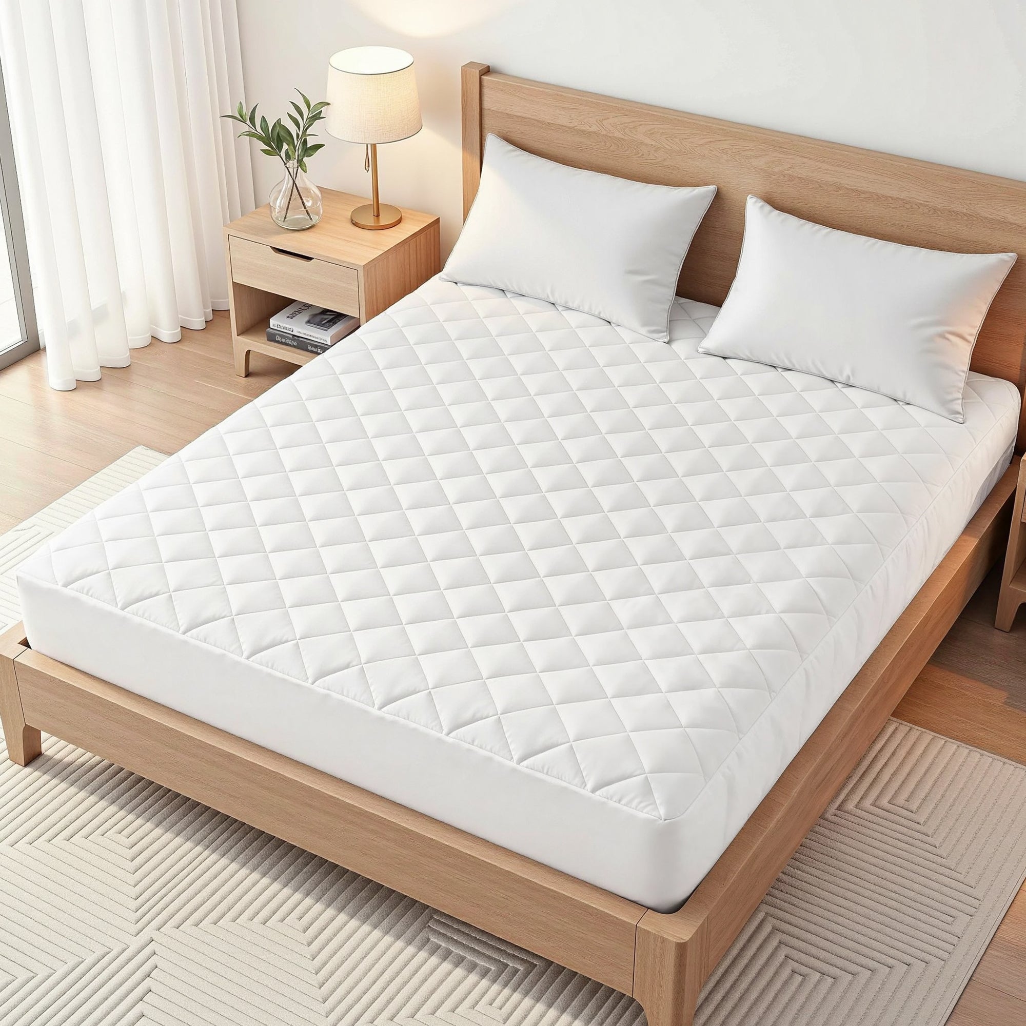 Waterproof Mattress Protector 100% Cotton Quilted Fitted Cover Queen - Home & Garden > Bedding > Mattress Protectors - Rivercity House & Home Co. (ABN 18 642 972 209) - Affordable Modern Furniture Australia
