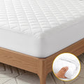 Waterproof 100% Cotton Quilted Mattress Protector Single Fitted Cover - White