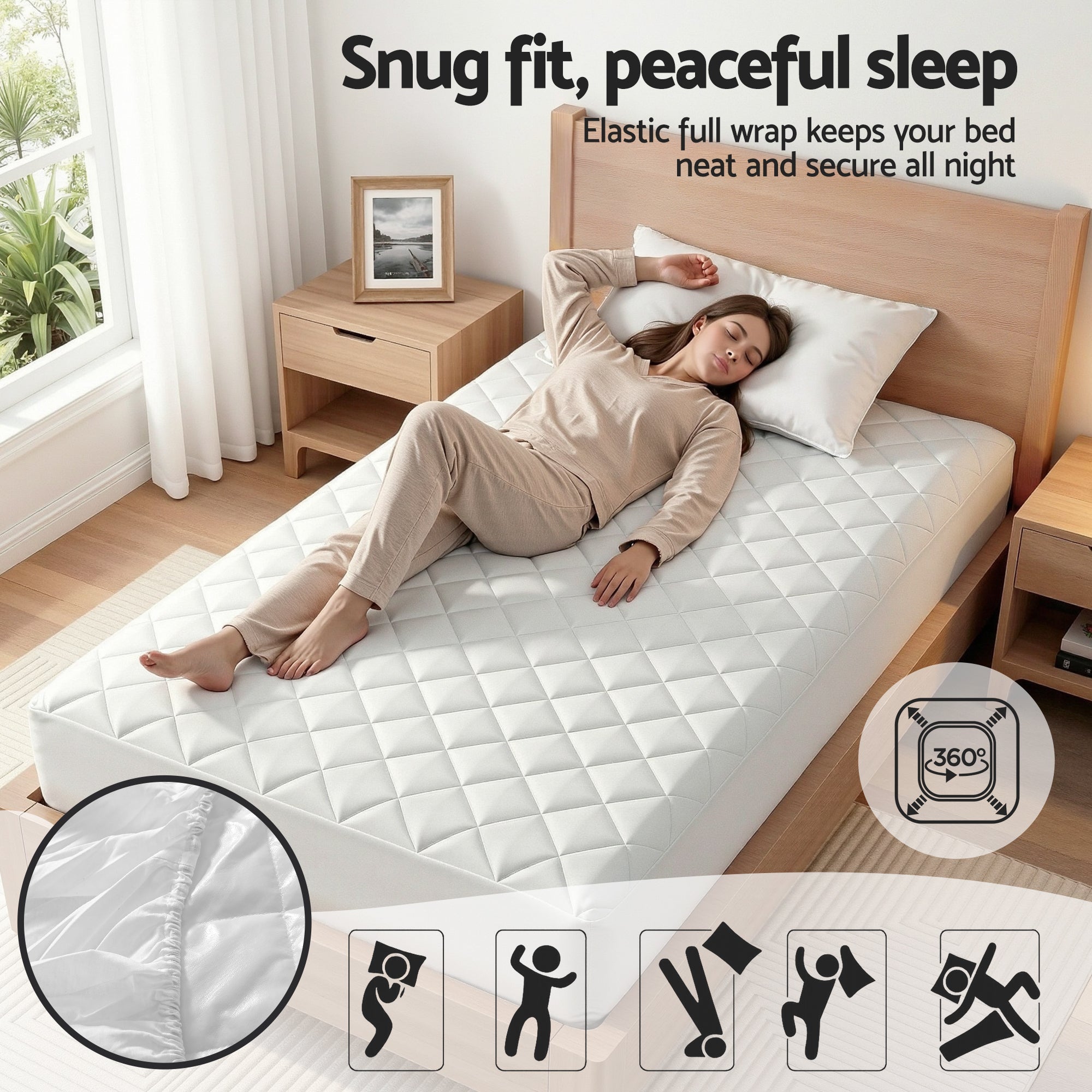 Waterproof Mattress Protector 100% Cotton Quilted Fitted Cover Single - Home & Garden > Bedding > Mattress Protectors - Rivercity House & Home Co. (ABN 18 642 972 209) - Affordable Modern Furniture Australia