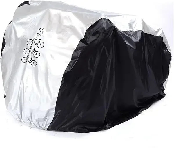 Waterproof PU-Coated Bike Cover for Up to 3 Bicycles or Motorcycle 200 x 105 x 110 cm - Silver and Black - Sports & Fitness > Bikes & Accessories > Bicycle Bags - Rivercity House & Home Co. (ABN 18 642 972 209) - Affordable Modern Furniture Australia