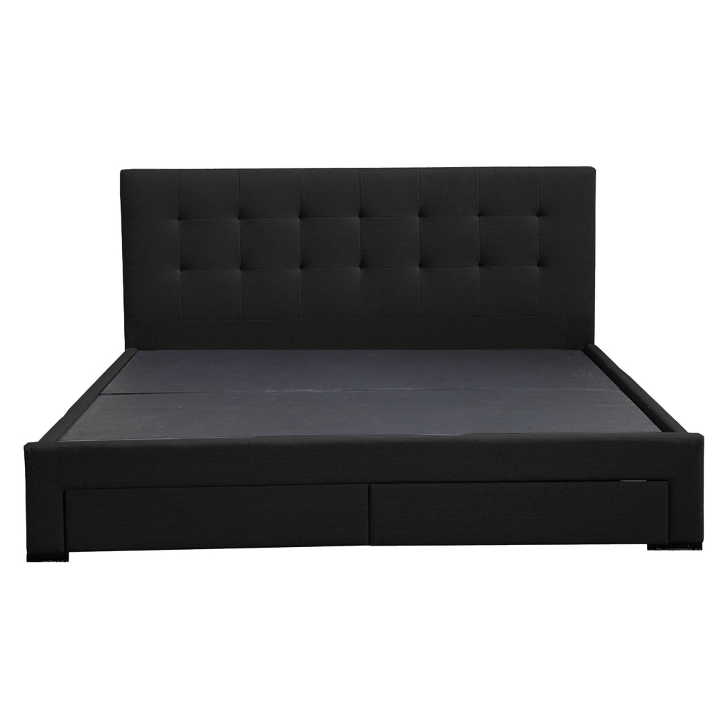 Waverly Fabric Queen Bed Frame with Storage Drawers – Dark Grey - Rivercity House & Home Co. (ABN 18 642 972 209) - Affordable Modern Furniture Australia