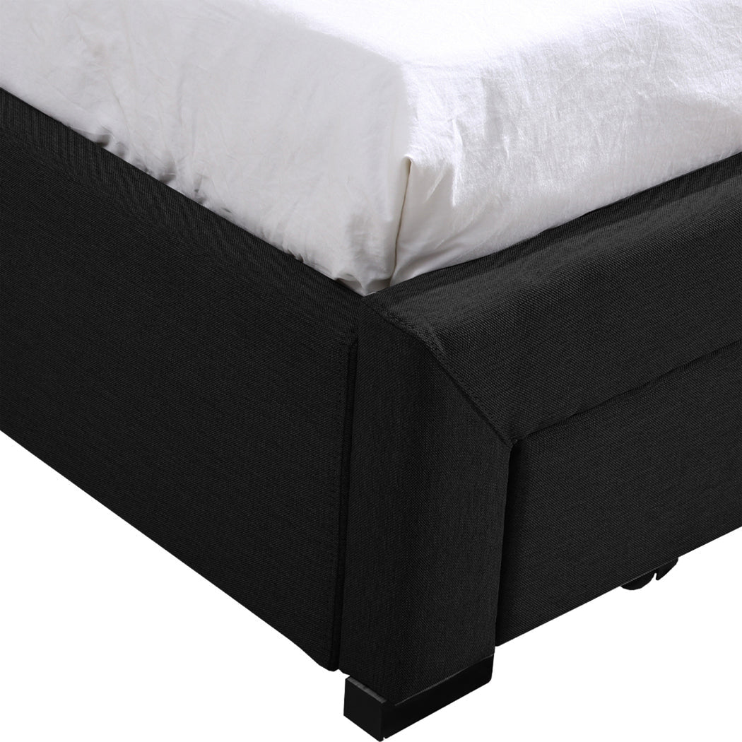 Waverly Fabric Queen Bed Frame with Storage Drawers – Dark Grey - Rivercity House & Home Co. (ABN 18 642 972 209) - Affordable Modern Furniture Australia