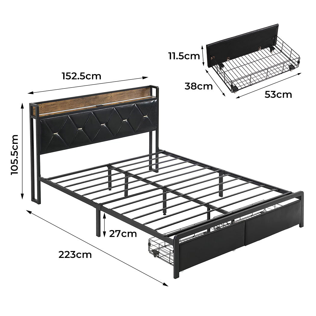 Waverton Queen Storage Bed with LED Headboard – Black - Rivercity House & Home Co. (ABN 18 642 972 209) - Affordable Modern Furniture Australia