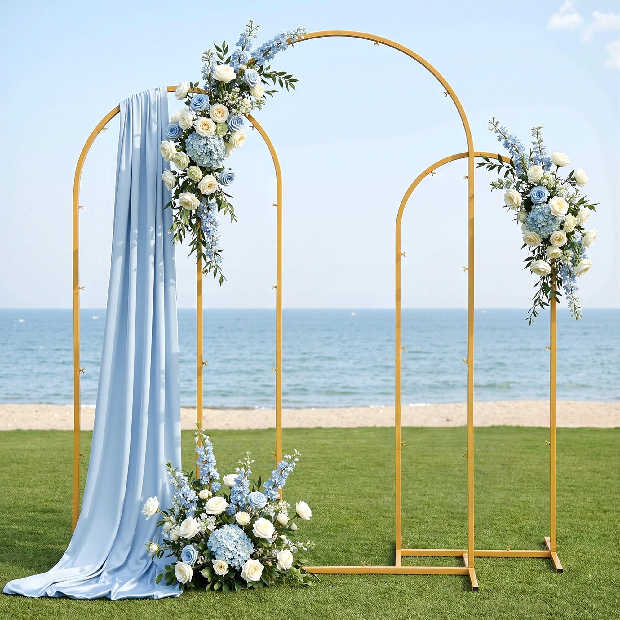 Wedding Arch Backdrop Stand Set of 3 Gold Metal Wedding Arched Frame, Easy to Assemble, Stable Balloon Arch Standfor Wedding, Baby Shower, Party Decoration - Occasions > Wedding Accessories > Other Wedding Decorations - Rivercity House & Home Co. (ABN 18 642 972 209) - Affordable Modern Furniture Australia