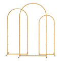 Set of 3 Gold Metal Wedding Arch Backdrop Stands for Wedding, Baby Shower, Party - Gold