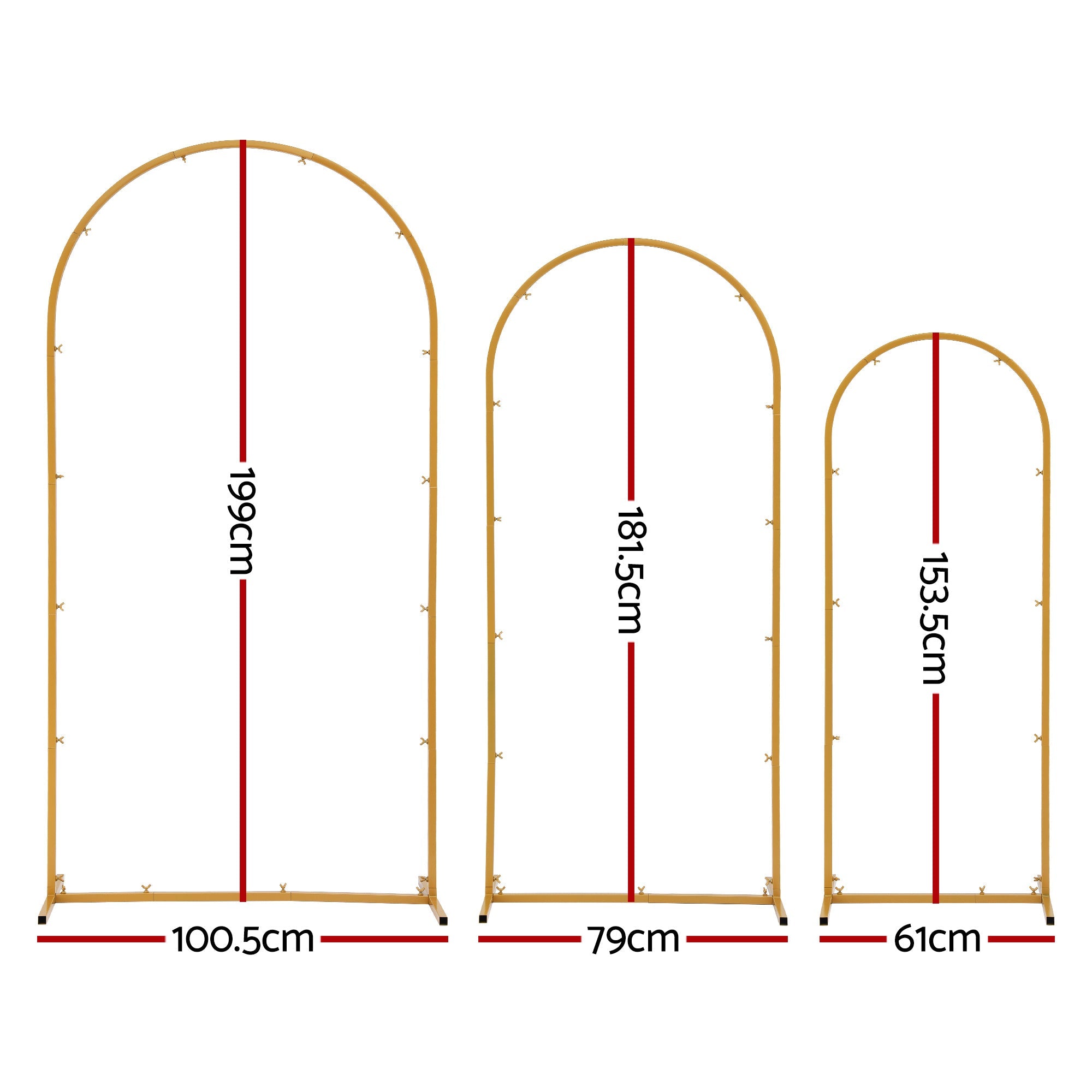 Wedding Arch Backdrop Stand Set of 3 Gold Metal Wedding Arched Frame, Easy to Assemble, Stable Balloon Arch Standfor Wedding, Baby Shower, Party Decoration - Occasions > Wedding Accessories > Other Wedding Decorations - Rivercity House & Home Co. (ABN 18 642 972 209) - Affordable Modern Furniture Australia