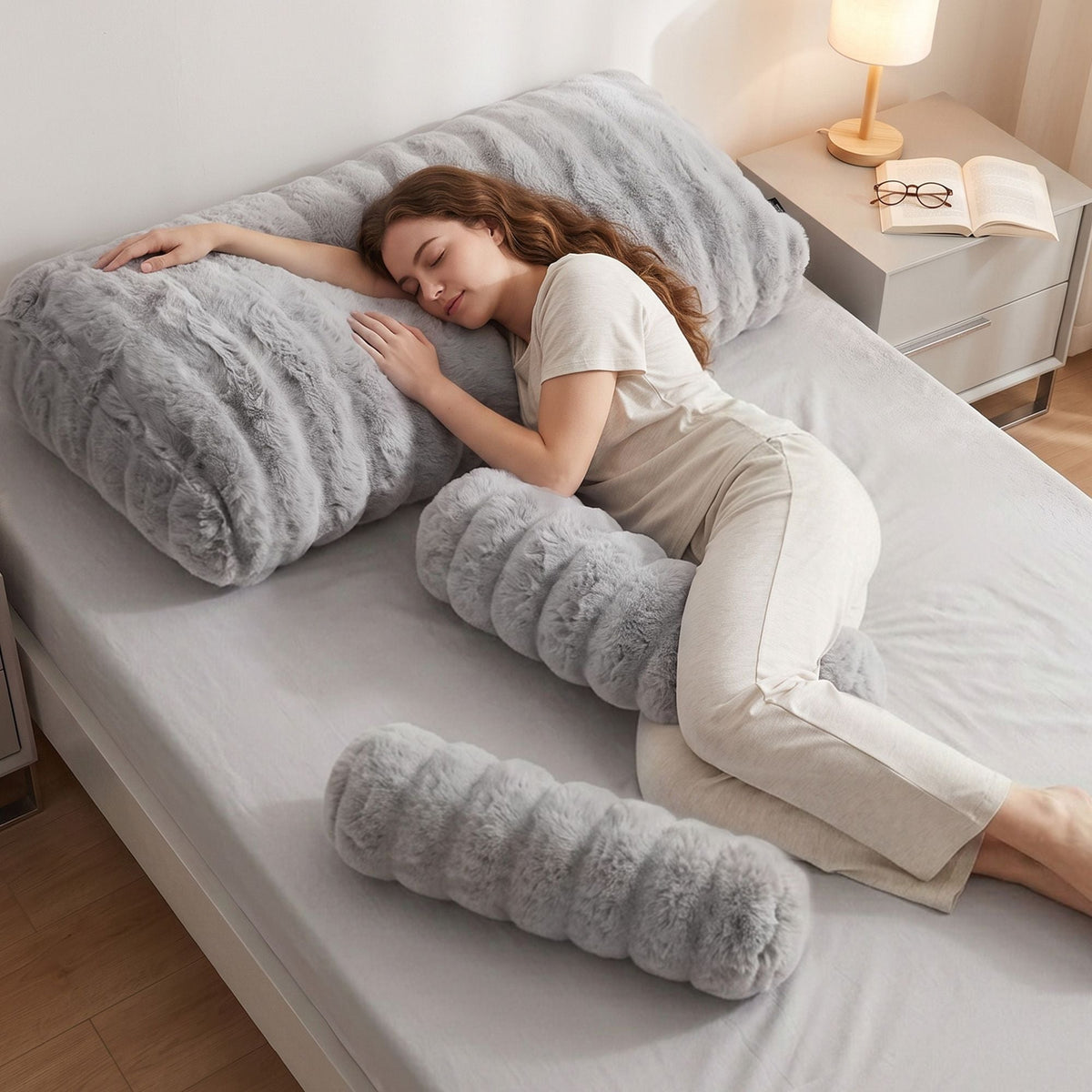 Wedge Pillow Headboard Double with Easy Wash Zipper Cover, Anti-Flat Foam & Dual Pockets - Home & Garden > Bedding > Pillows - Rivercity House & Home Co. (ABN 18 642 972 209) - Affordable Modern Furniture Australia