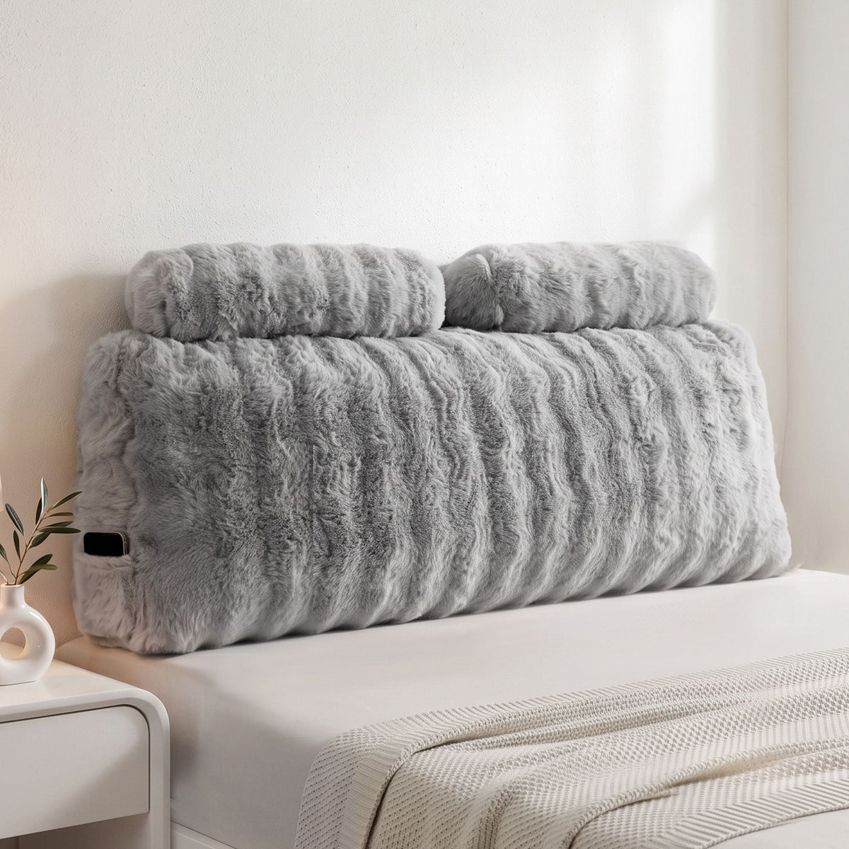 Wedge Pillow Headboard Double with Easy Wash Zipper Cover, Anti-Flat Foam & Dual Pockets - Home & Garden > Bedding > Pillows - Rivercity House & Home Co. (ABN 18 642 972 209) - Affordable Modern Furniture Australia