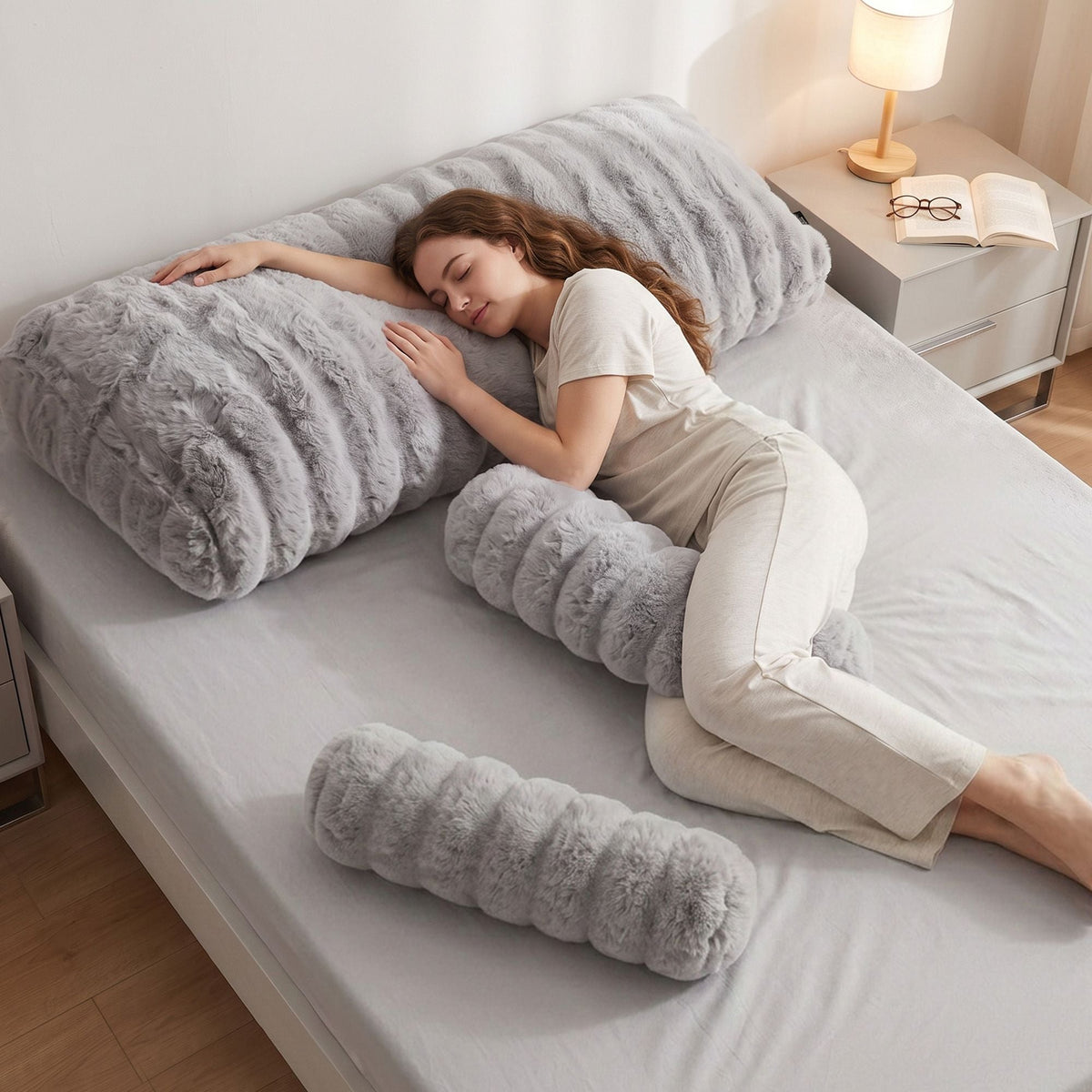 Wedge Pillow Headboard with Dual Pockets and Anti-Flat Foam, Queen Size - Home & Garden > Bedding > Pillows - Rivercity House & Home Co. (ABN 18 642 972 209) - Affordable Modern Furniture Australia