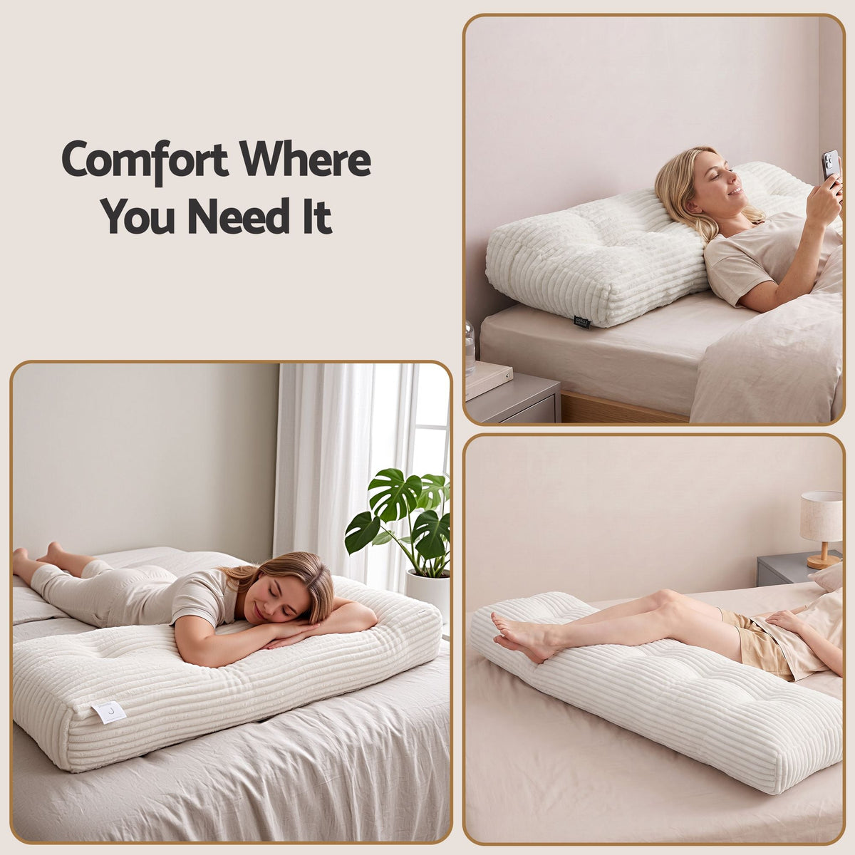 Wedge Pillow Headboard with Shredded Foam Core, Side Pockets, Queen Size - Home & Garden > Bedding > Pillows - Rivercity House & Home Co. (ABN 18 642 972 209) - Affordable Modern Furniture Australia