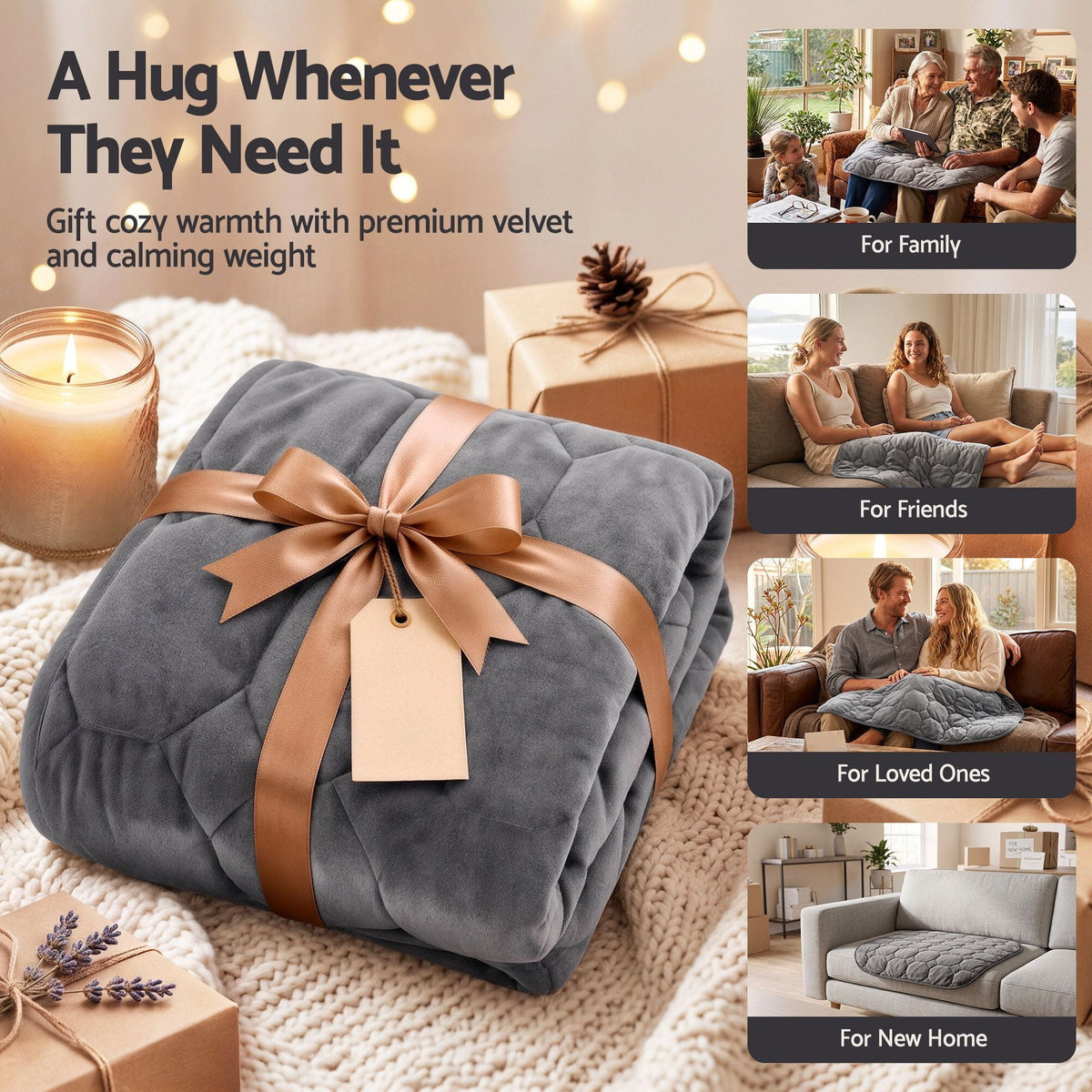 Weighted Lap Blanket 3.2KG Grey Crystal Velvet Quilted Glass Bead Fill for Sofa Office - Home & Garden > Bedding > Blankets & Throws - Rivercity House & Home Co. (ABN 18 642 972 209) - Affordable Modern Furniture Australia