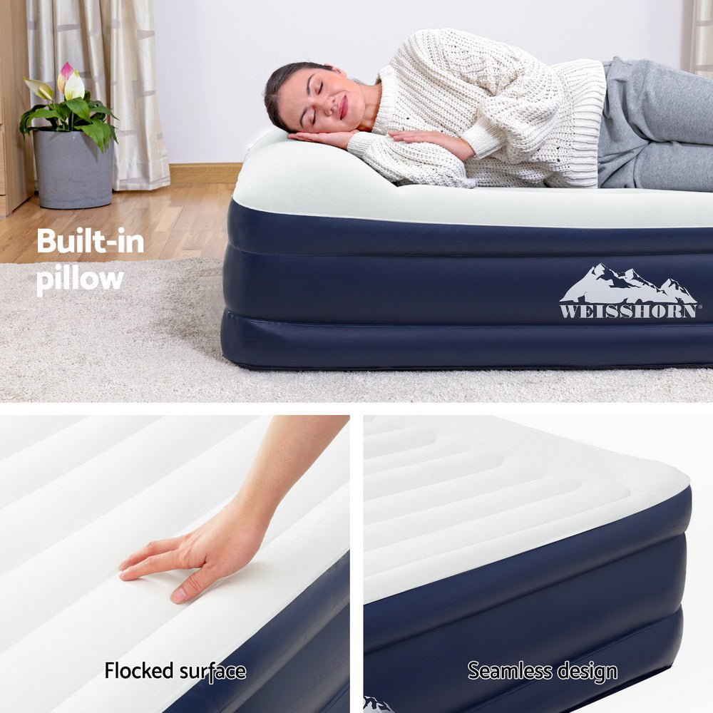 Weisshorn Air Mattress Double Inflatable Bed 46cm Air bed - Home & Garden > Inflatable Mattress - Rivercity House & Home Co. (ABN 18 642 972 209) - Affordable Modern Furniture Australia