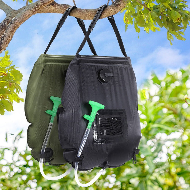 Weisshorn Camping Shower Bag 20L Set of 2 Portable Green Black - Outdoor > Camping - Rivercity House & Home Co. (ABN 18 642 972 209) - Affordable Modern Furniture Australia