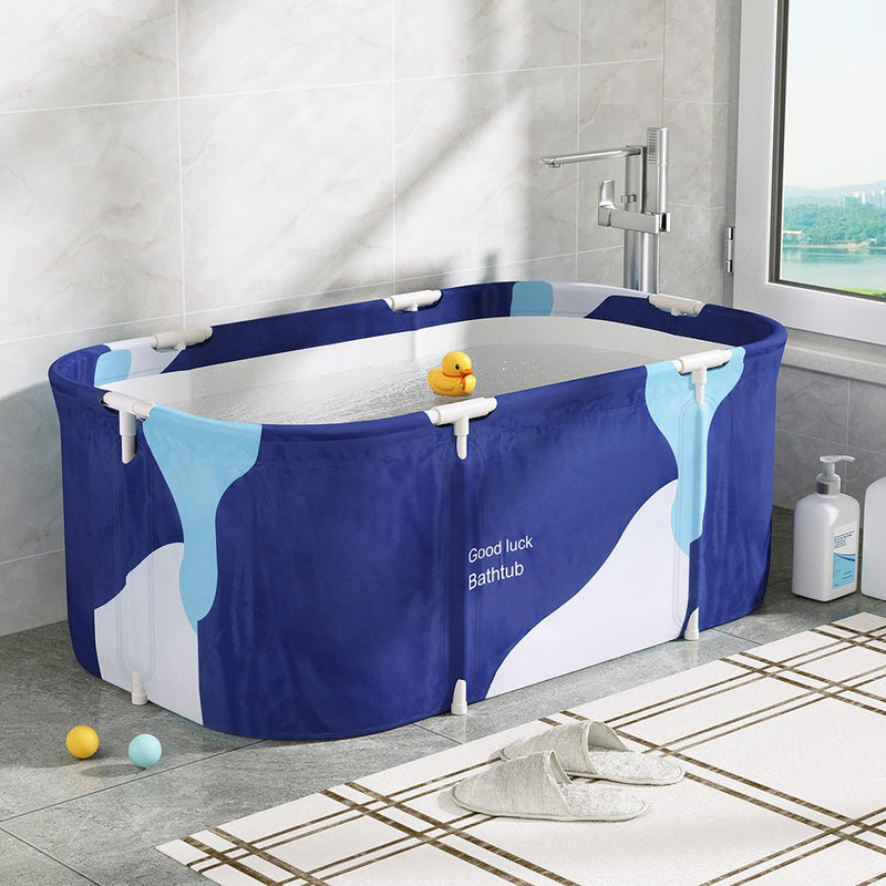 Weisshorn Foldable Bathtub PVC Spa Bucket Inflatable Cushion 114x62cm Navy Blue - Home & Garden > Bathroom Accessories - Rivercity House & Home Co. (ABN 18 642 972 209) - Affordable Modern Furniture Australia
