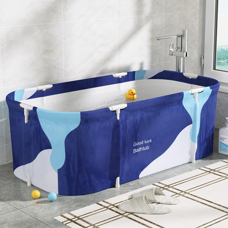 Weisshorn Foldable Bathtub PVC Spa Bucket Inflatable Cushion 134x65cm Navy Blue - Home & Garden > Bathroom Accessories - Rivercity House & Home Co. (ABN 18 642 972 209) - Affordable Modern Furniture Australia