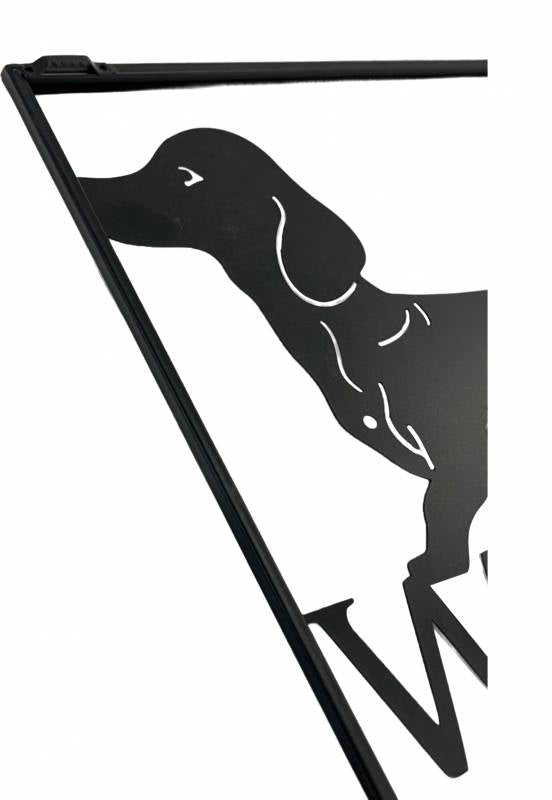 Welcome Dachshund Metal Wall Art 40cm - Black - Home & Garden > Wall Art > Posters, Paintings & Prints - Rivercity House & Home Co. (ABN 18 642 972 209) - Affordable Modern Furniture Australia