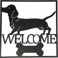 Welcome Dachshund Metal Wall Art 40cm - Black