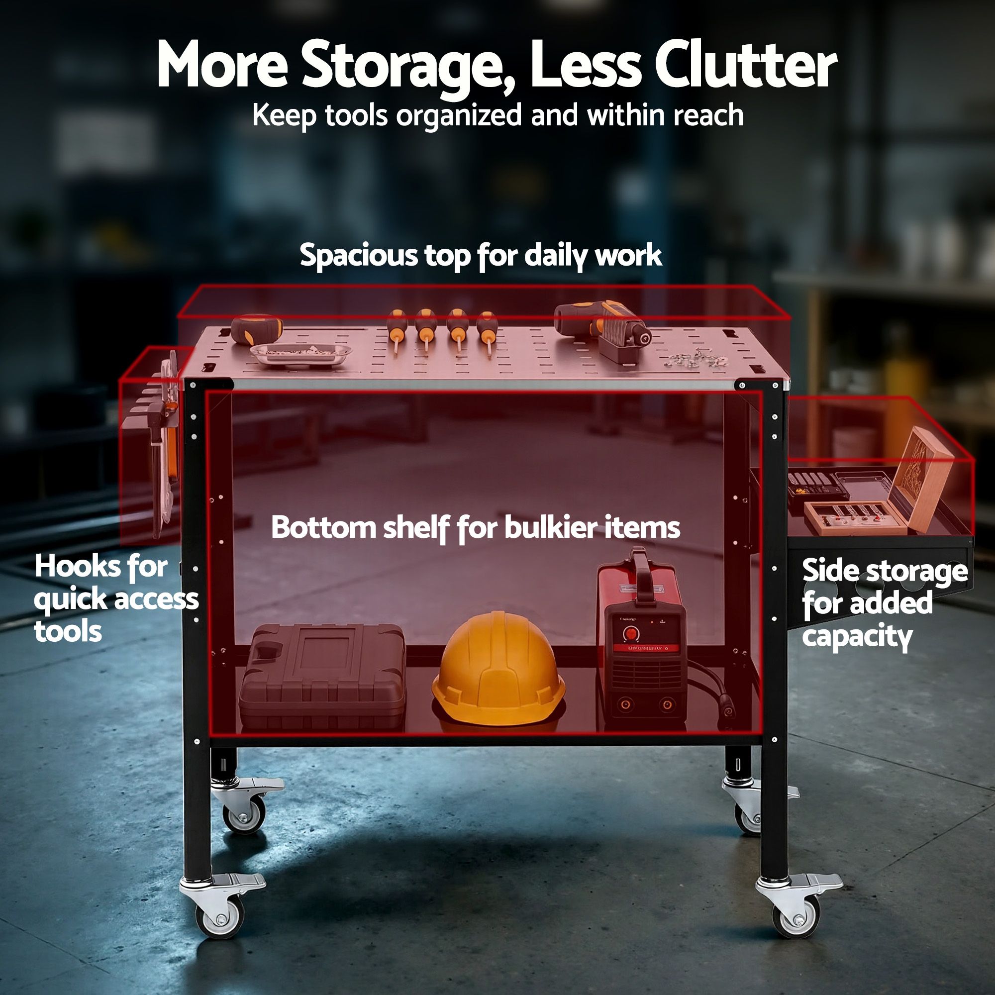 Welding Table Cart with Tool Storage 130KG Capacity Mobile Workstation - Tools > Tools Storage > Utility Trolleys - Rivercity House & Home Co. (ABN 18 642 972 209) - Affordable Modern Furniture Australia