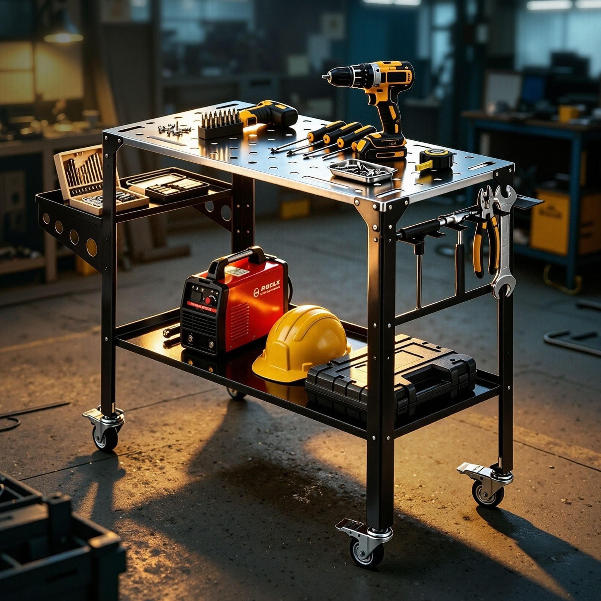 Welding Table Cart with Tool Storage 130KG Capacity Mobile Workstation - Tools > Tools Storage > Utility Trolleys - Rivercity House & Home Co. (ABN 18 642 972 209) - Affordable Modern Furniture Australia