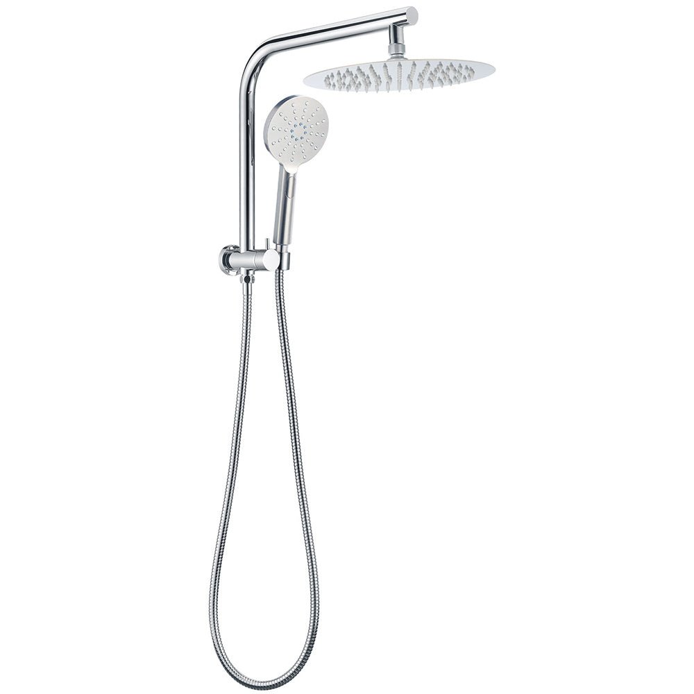 WELS 10" Rain Shower Head Handheld Sliding Rail DIY Twin Set Chrome Round - Furniture > Bathroom > Shower Heads & Screens - Rivercity House & Home Co. (ABN 18 642 972 209) - Affordable Modern Furniture Australia
