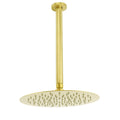 10" Round Stainless Steel Ceiling Shower Head Extension Arm Set - Brushed Gold