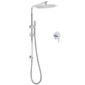 12" Rainfall & Brass Handheld Twin Shower Head Rail Diverter Mixer Set - Chrome