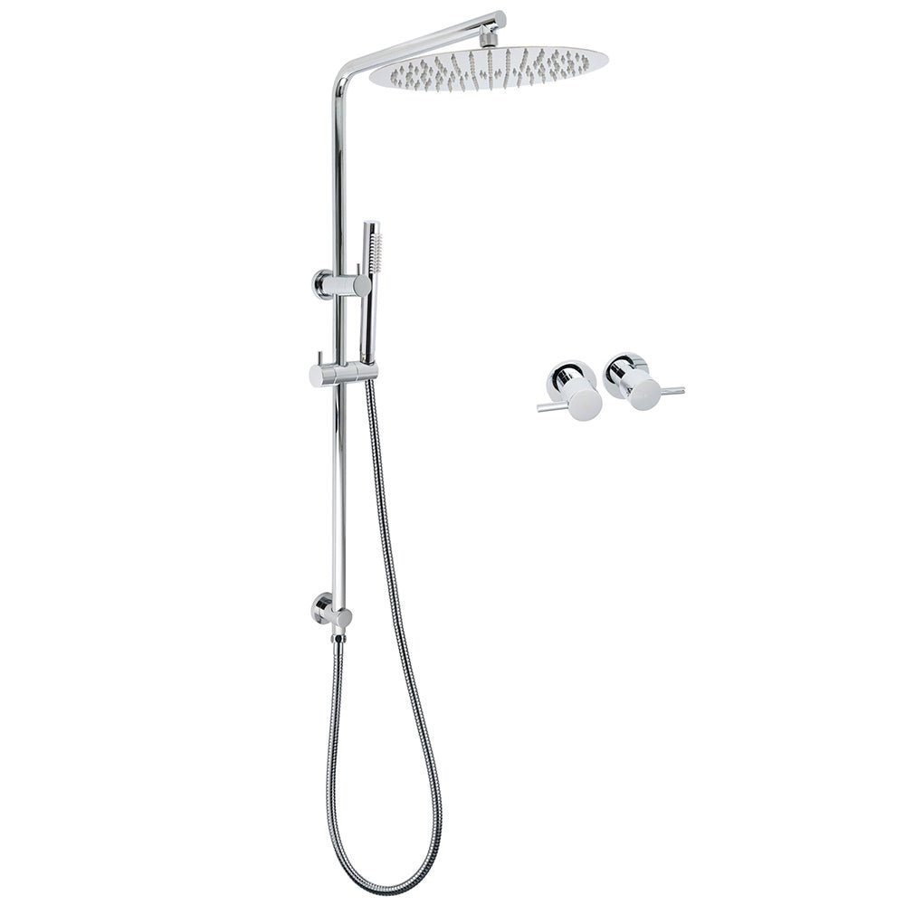 WELS 12" Rainfall + Brass Handheld Twin Shower Heads Rail Diverter Arm Round Taps Set - Furniture > Bathroom > Shower Heads & Screens - Rivercity House & Home Co. (ABN 18 642 972 209) - Affordable Modern Furniture Australia