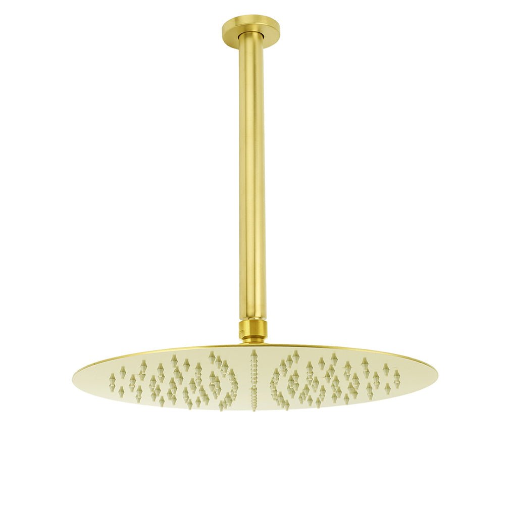 WELS 12" Round Stainless Steel Shower Head Extension Ceiling Arm Set Brushed Gold - Furniture > Bathroom > Shower Heads & Screens - Rivercity House & Home Co. (ABN 18 642 972 209) - Affordable Modern Furniture Australia