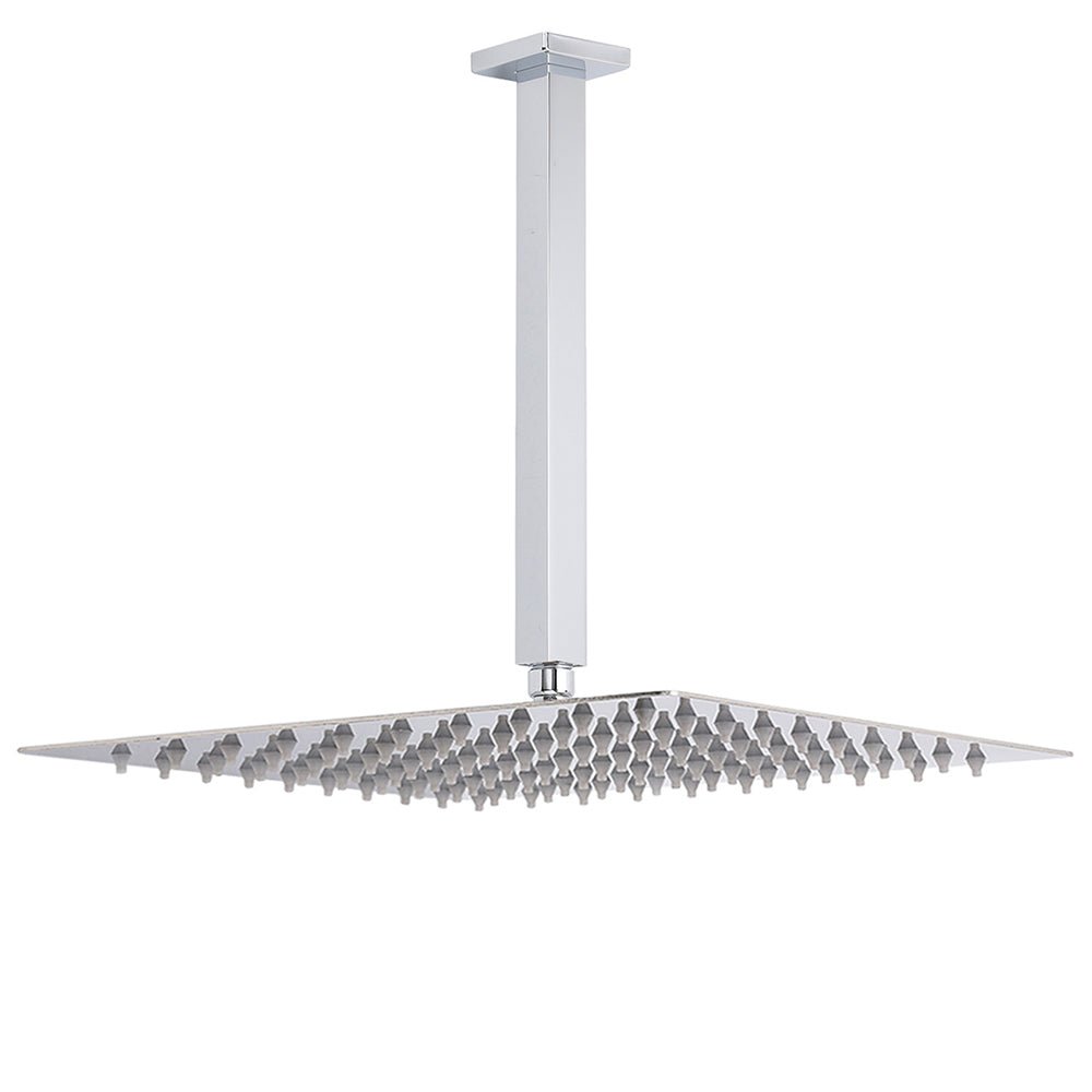 WELS 16" Rainfall Shower Head 300mm Ceiling Dropper Extension Arm Chrome Square Set - Furniture > Bathroom > Shower Heads & Screens - Rivercity House & Home Co. (ABN 18 642 972 209) - Affordable Modern Furniture Australia