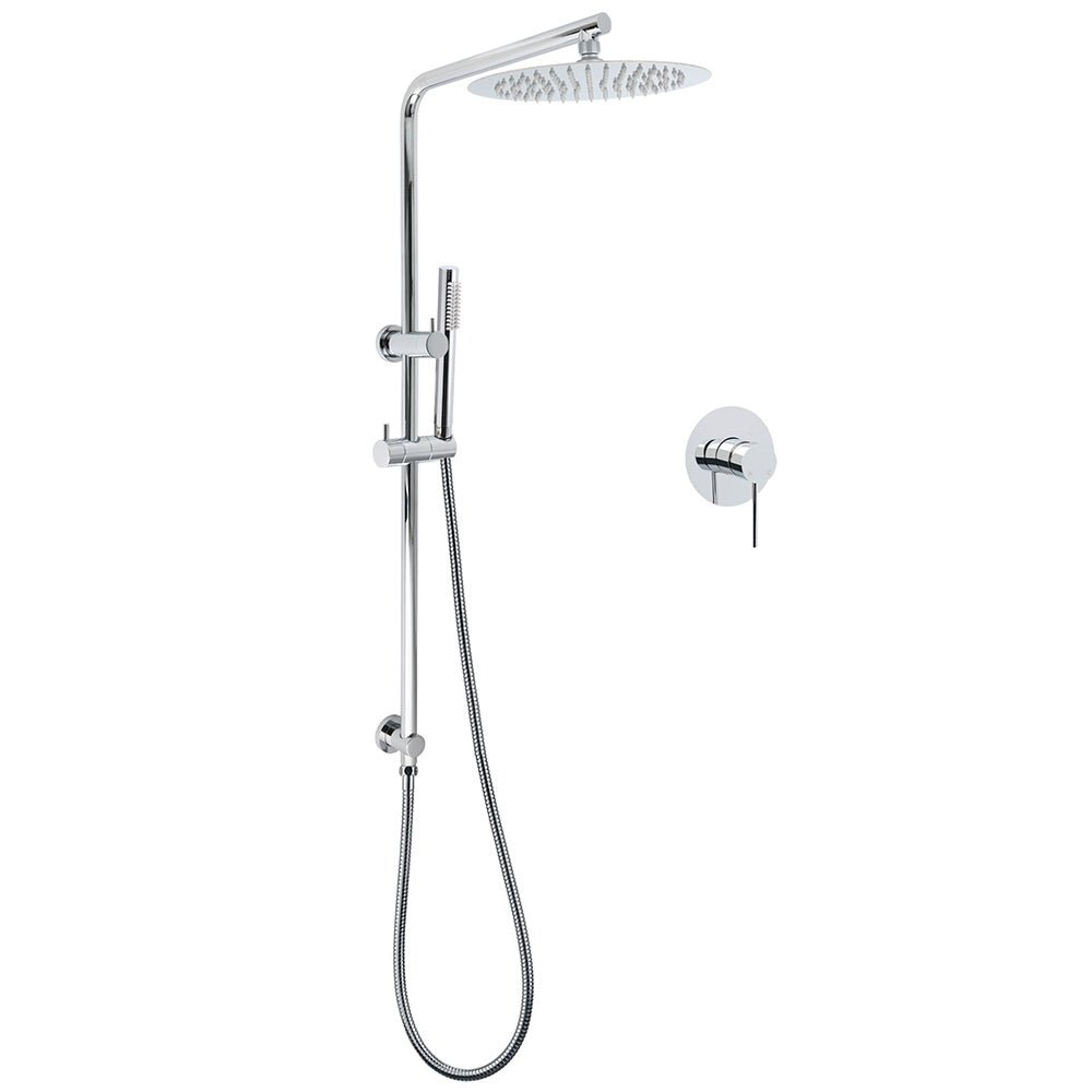WELS 2 In 1 Shower Head Set Sliding Rail 3 Mode Handheld Arm 10" Round Chrome Mixer - Furniture > Bathroom > Shower Heads & Screens - Rivercity House & Home Co. (ABN 18 642 972 209) - Affordable Modern Furniture Australia